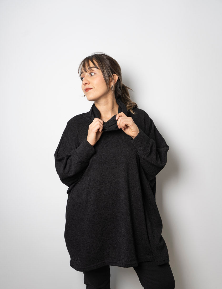 Sweater Lanilla - con cuello - Negro