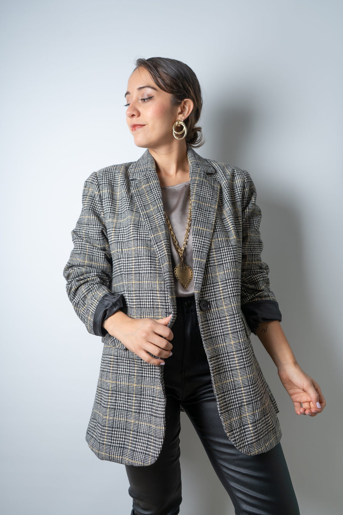 Blusa satín Alexandra - Gris