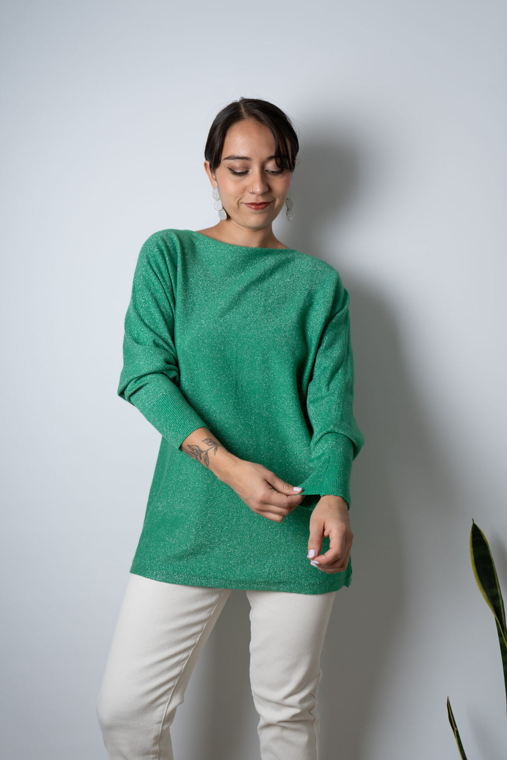 Sweater brillante Flora - Verde