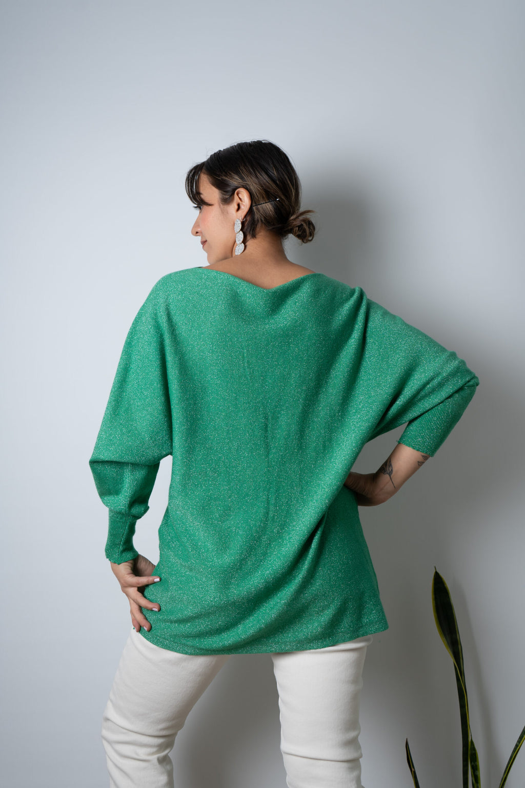 Sweater brillante Flora - Verde