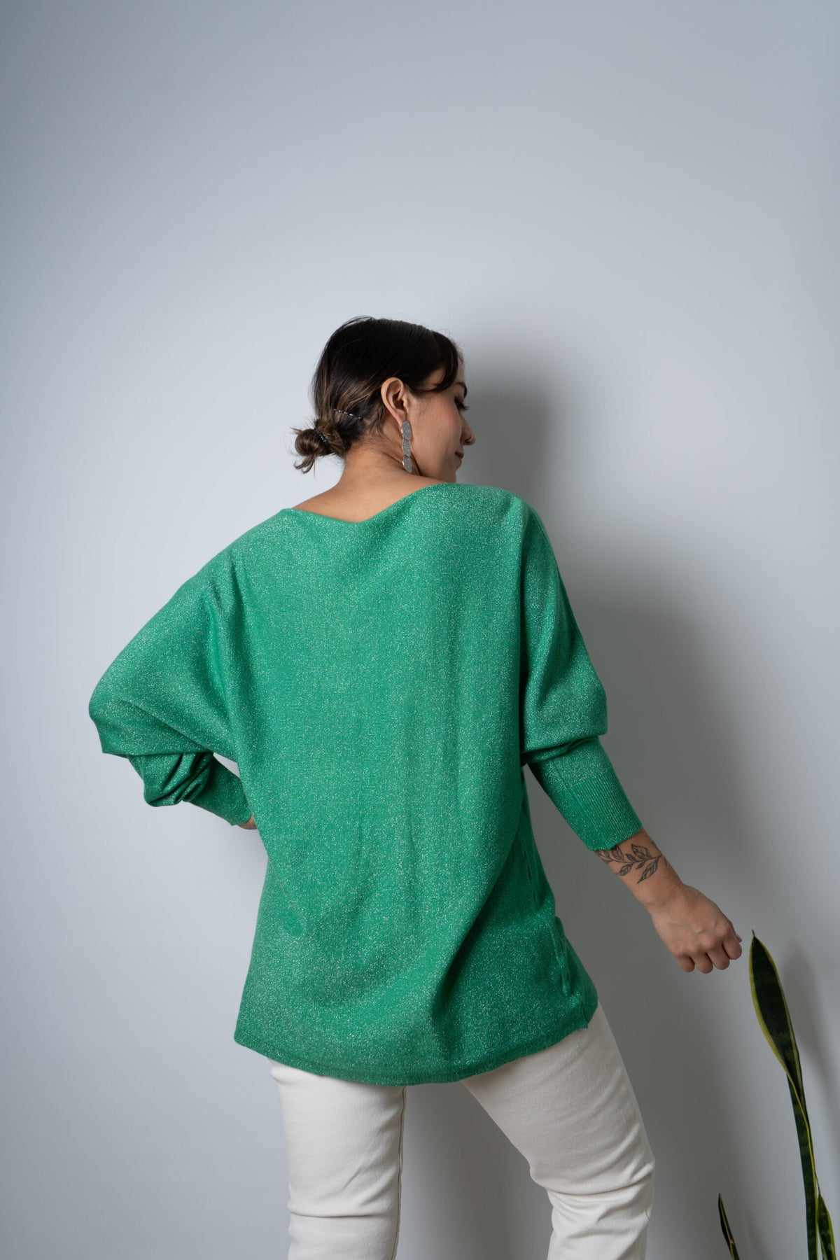Sweater brillante Flora - Verde