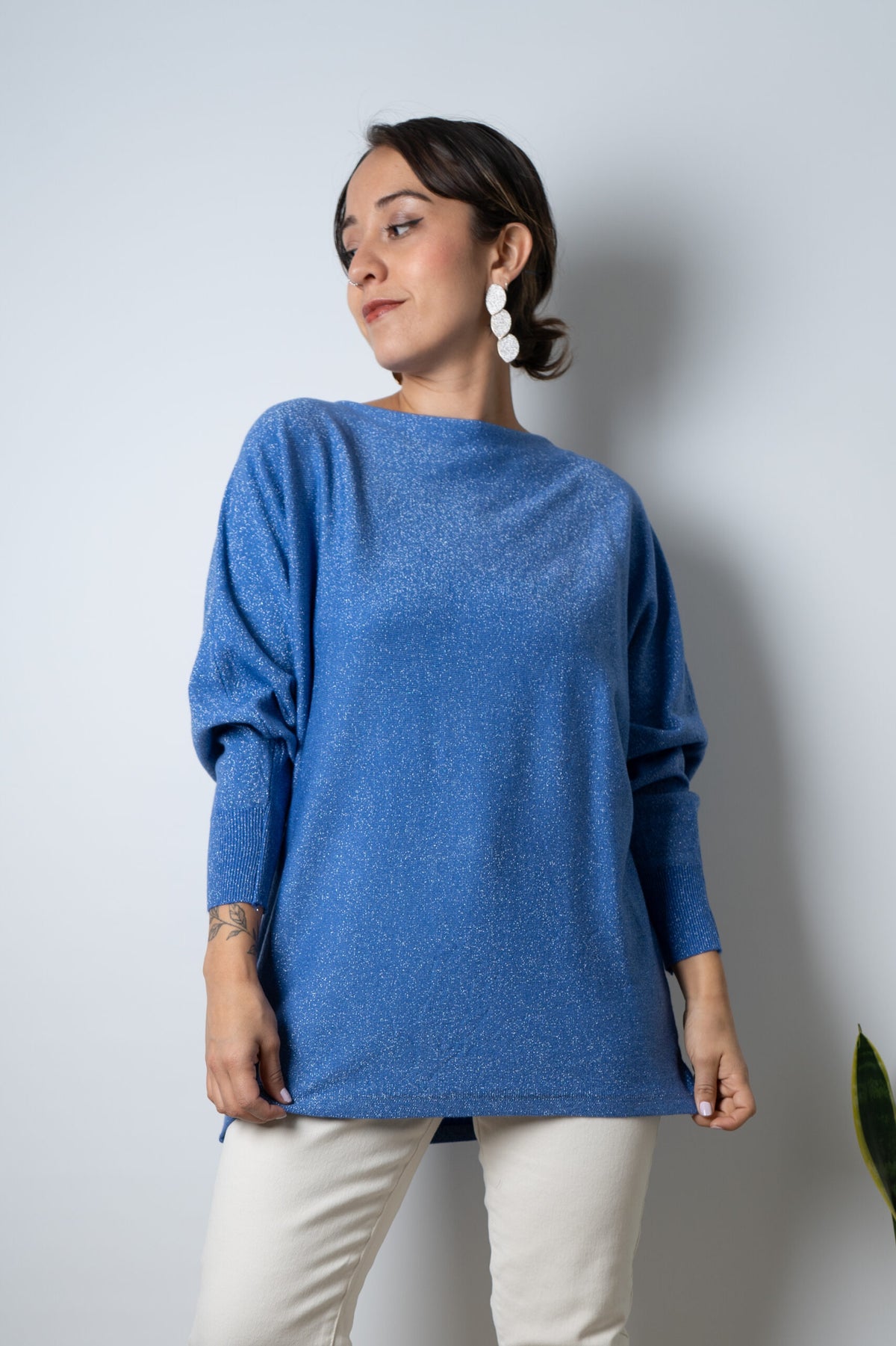 Sweater brillante Flora - Azul