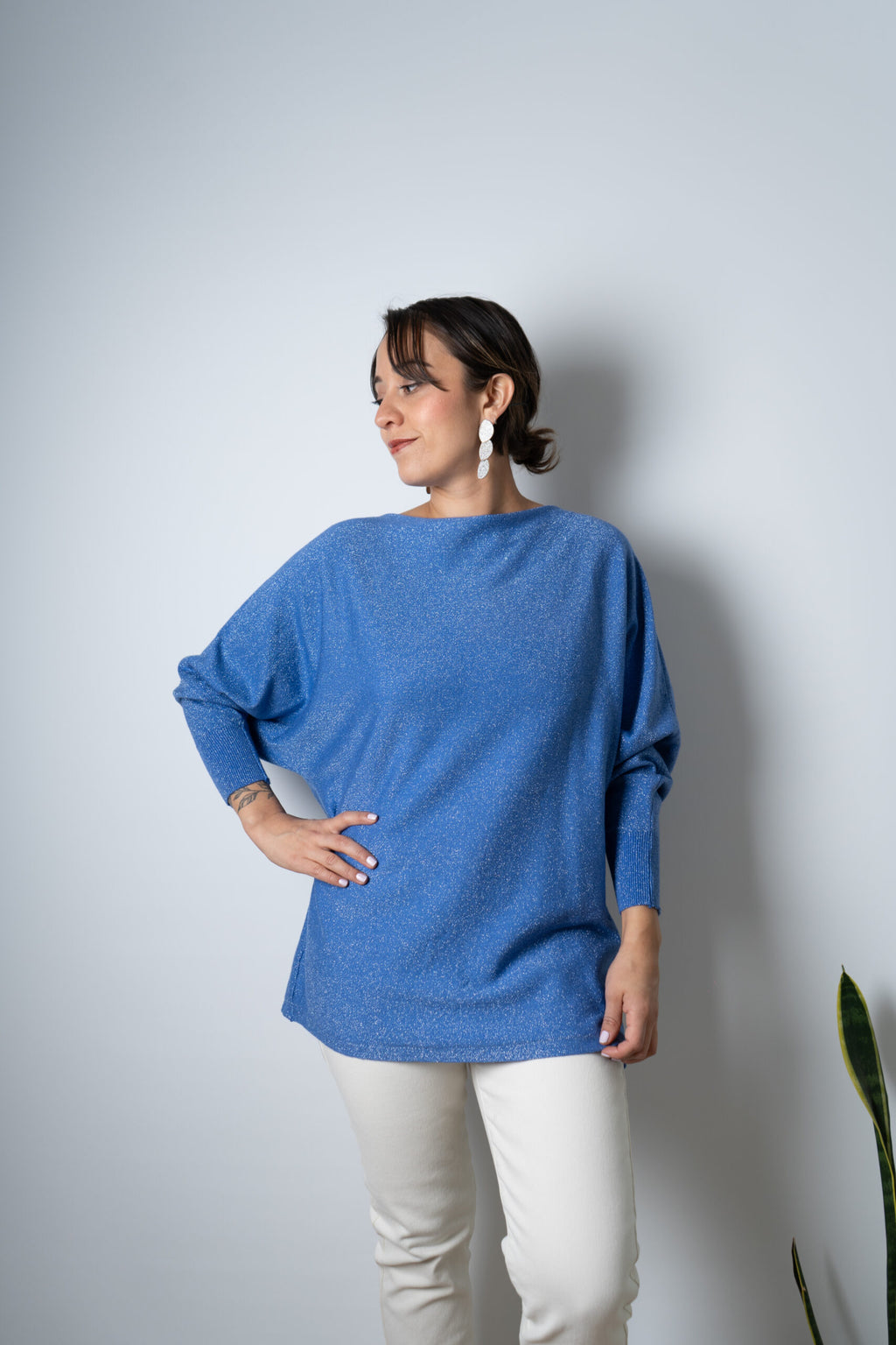 Sweater brillante Flora - Azul