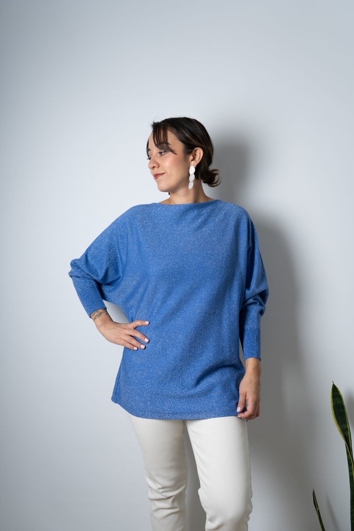 Sweater brillante Flora - Azul