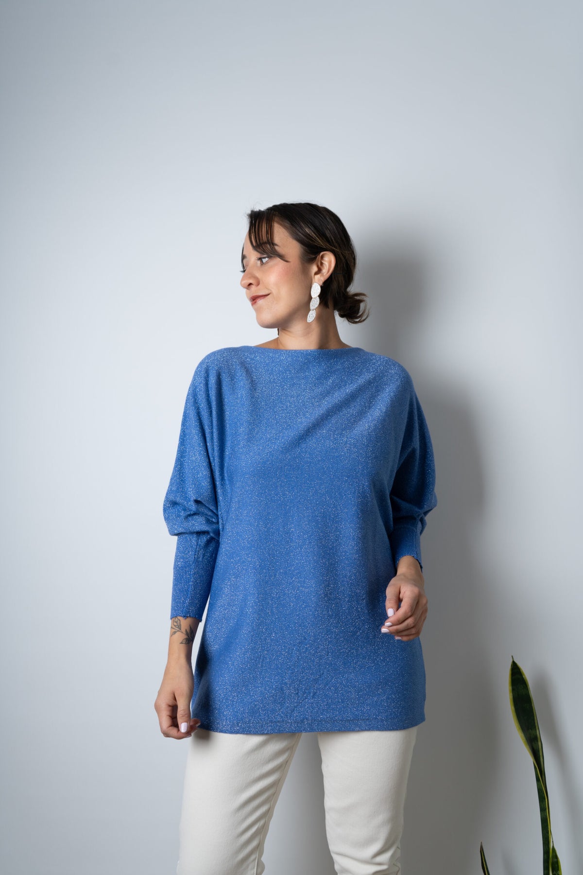 Sweater brillante Flora - Azul