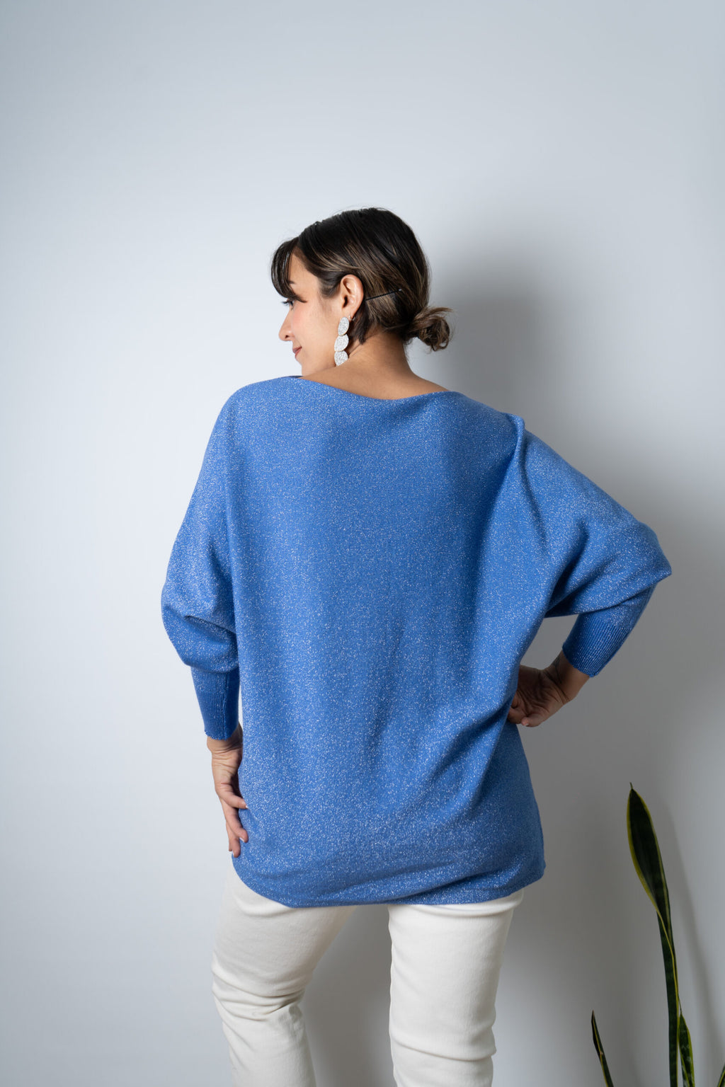 Sweater brillante Flora - Azul