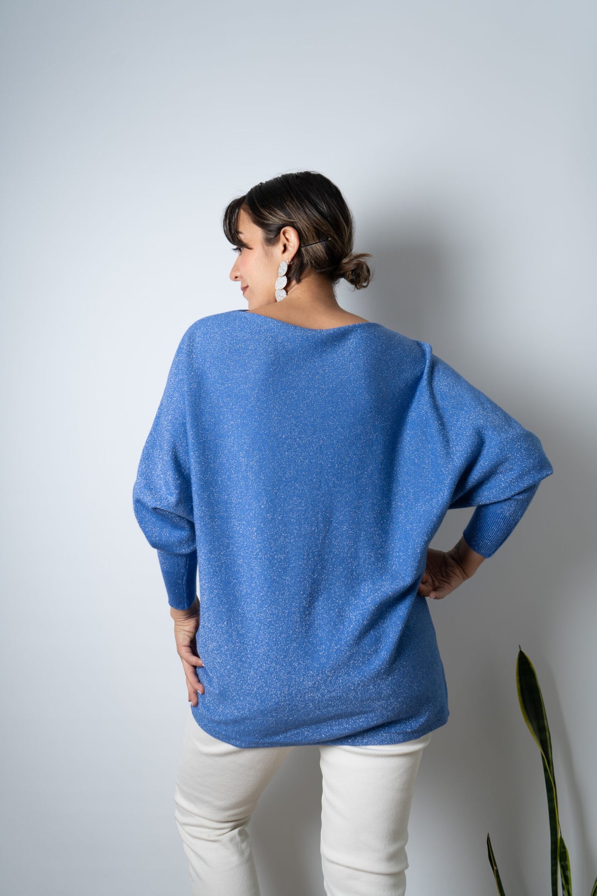 Sweater brillante Flora - Azul