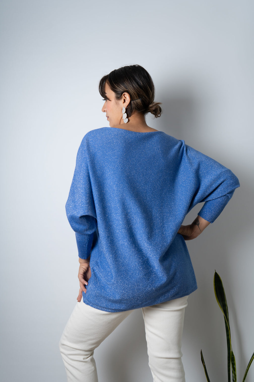 Sweater brillante Flora - Azul