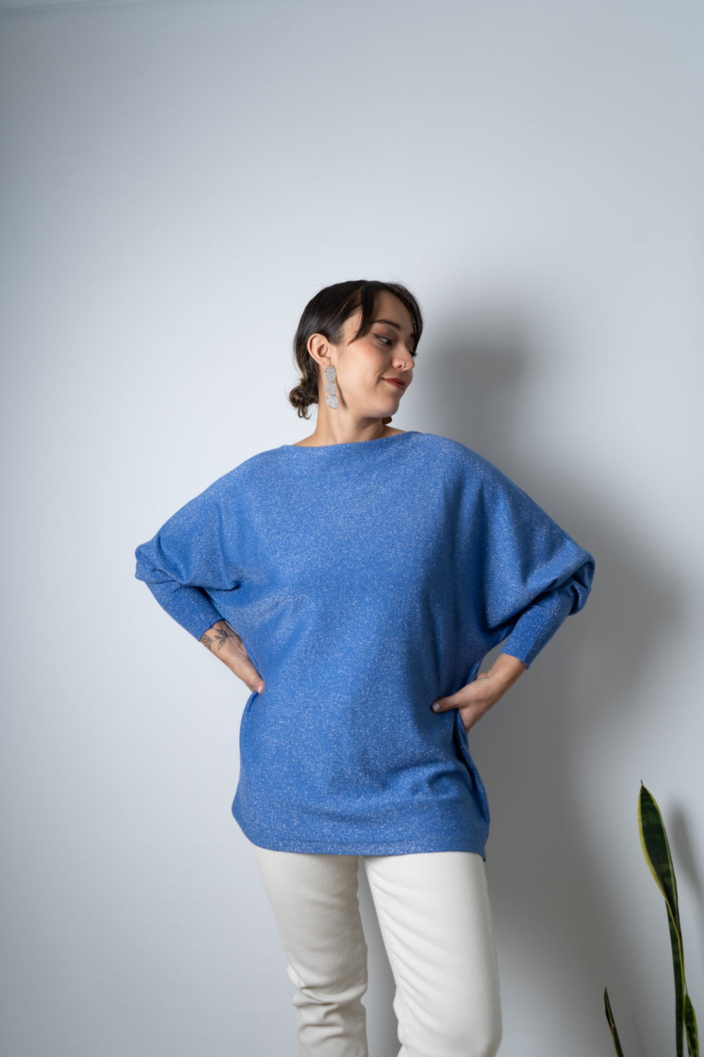Sweater brillante Flora - Azul