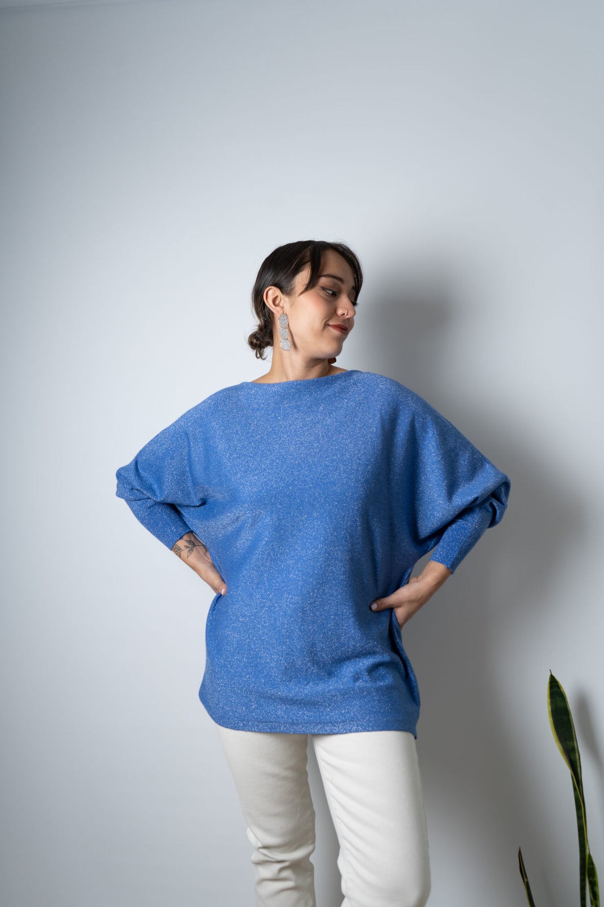 Sweater brillante Flora - Azul
