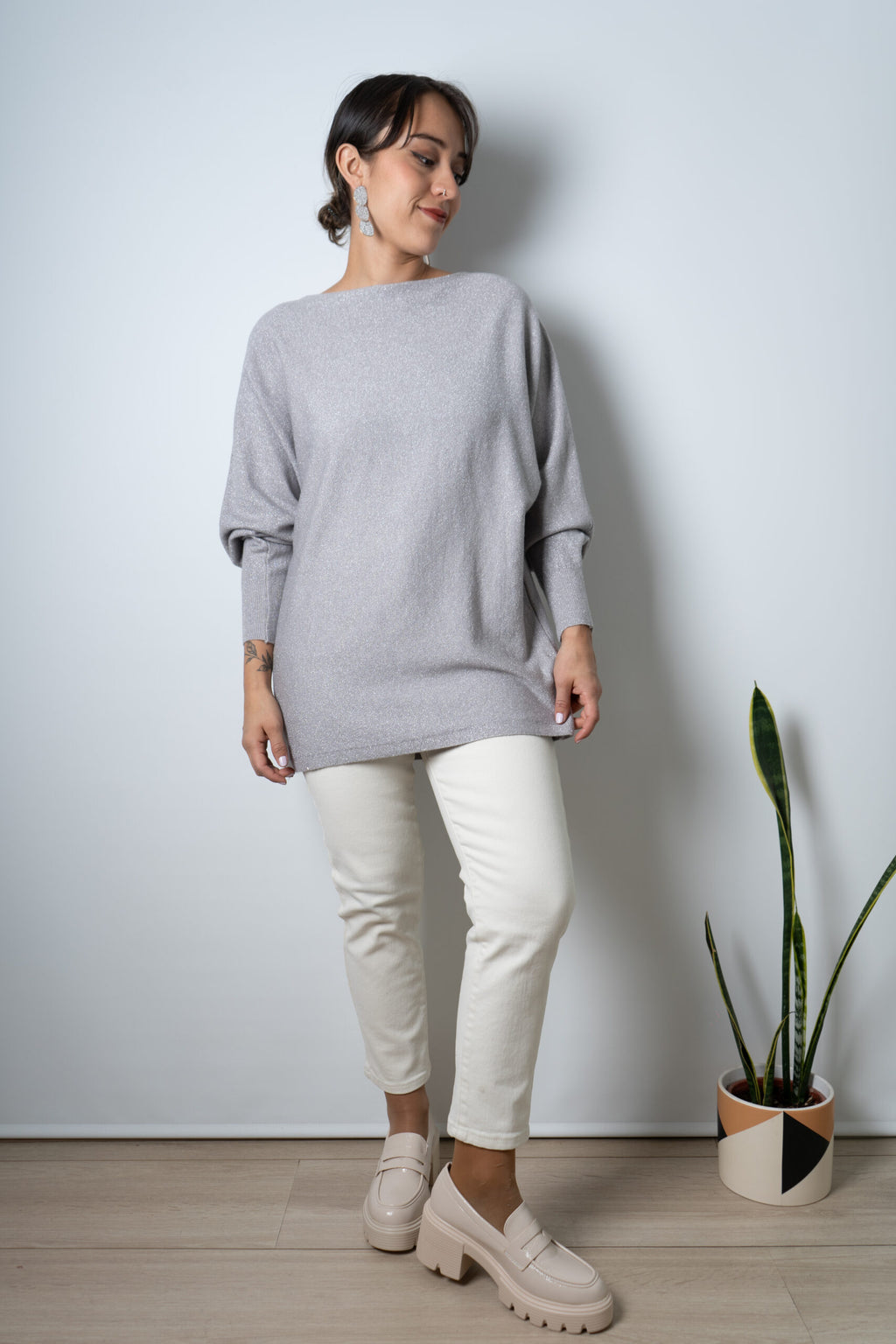 Sweater brillante Flora - Gris
