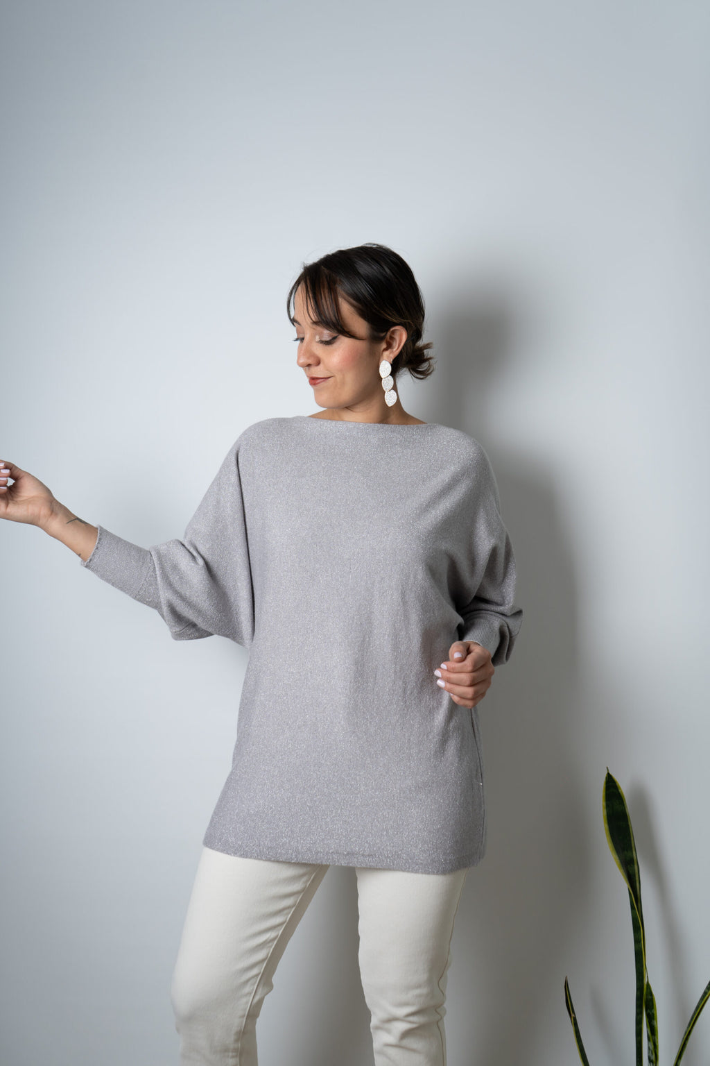 Sweater brillante Flora - Gris