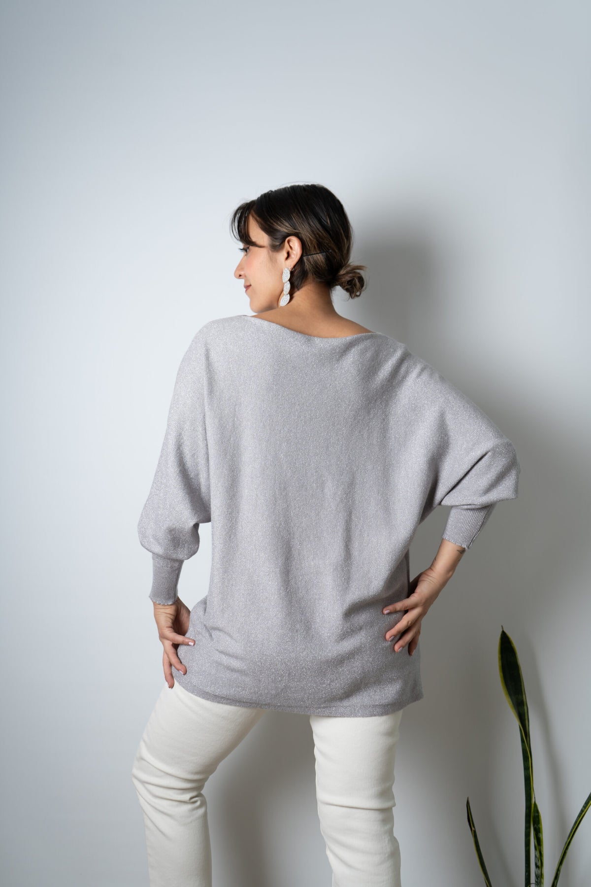 Sweater brillante Flora - Gris