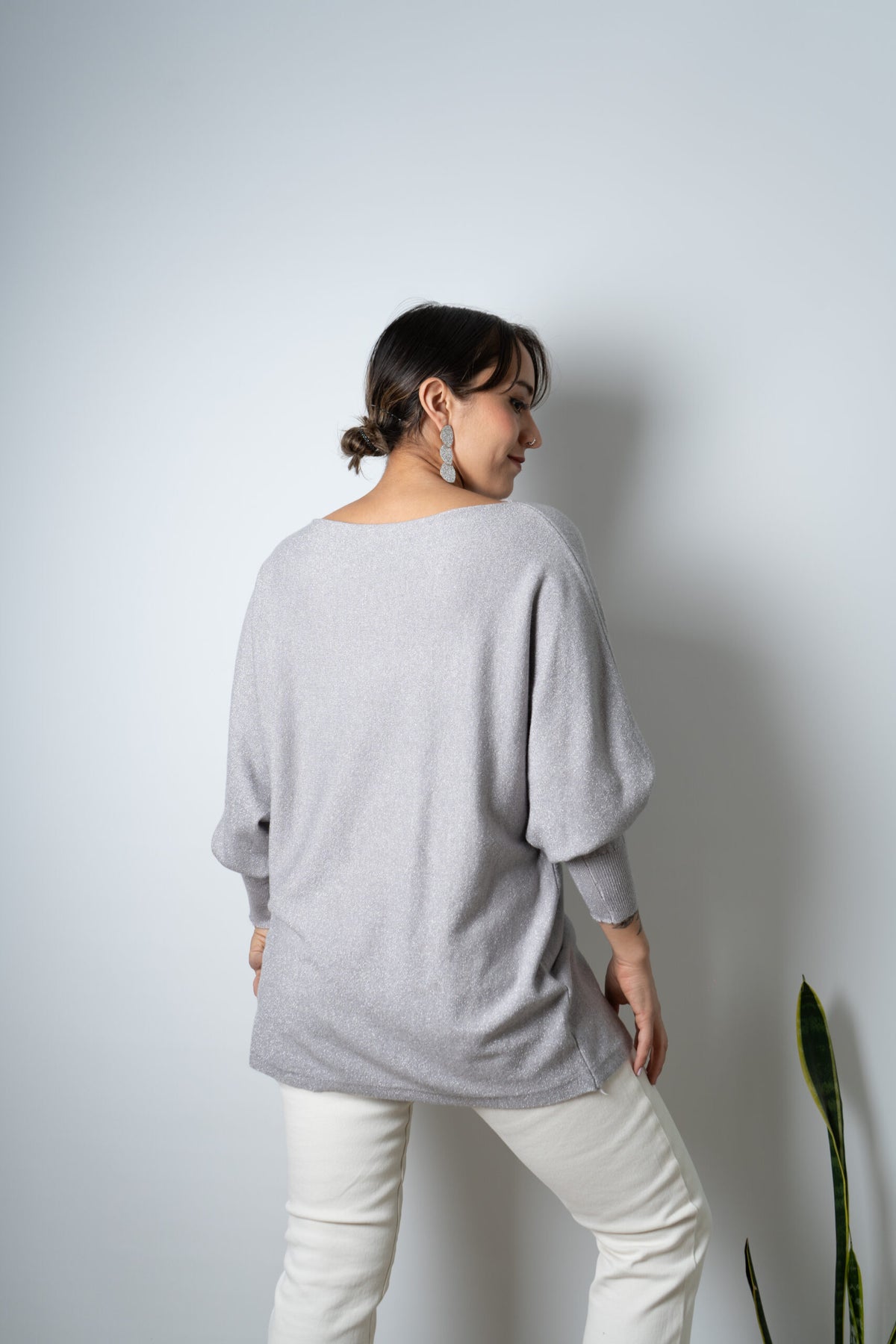 Sweater brillante Flora - Gris