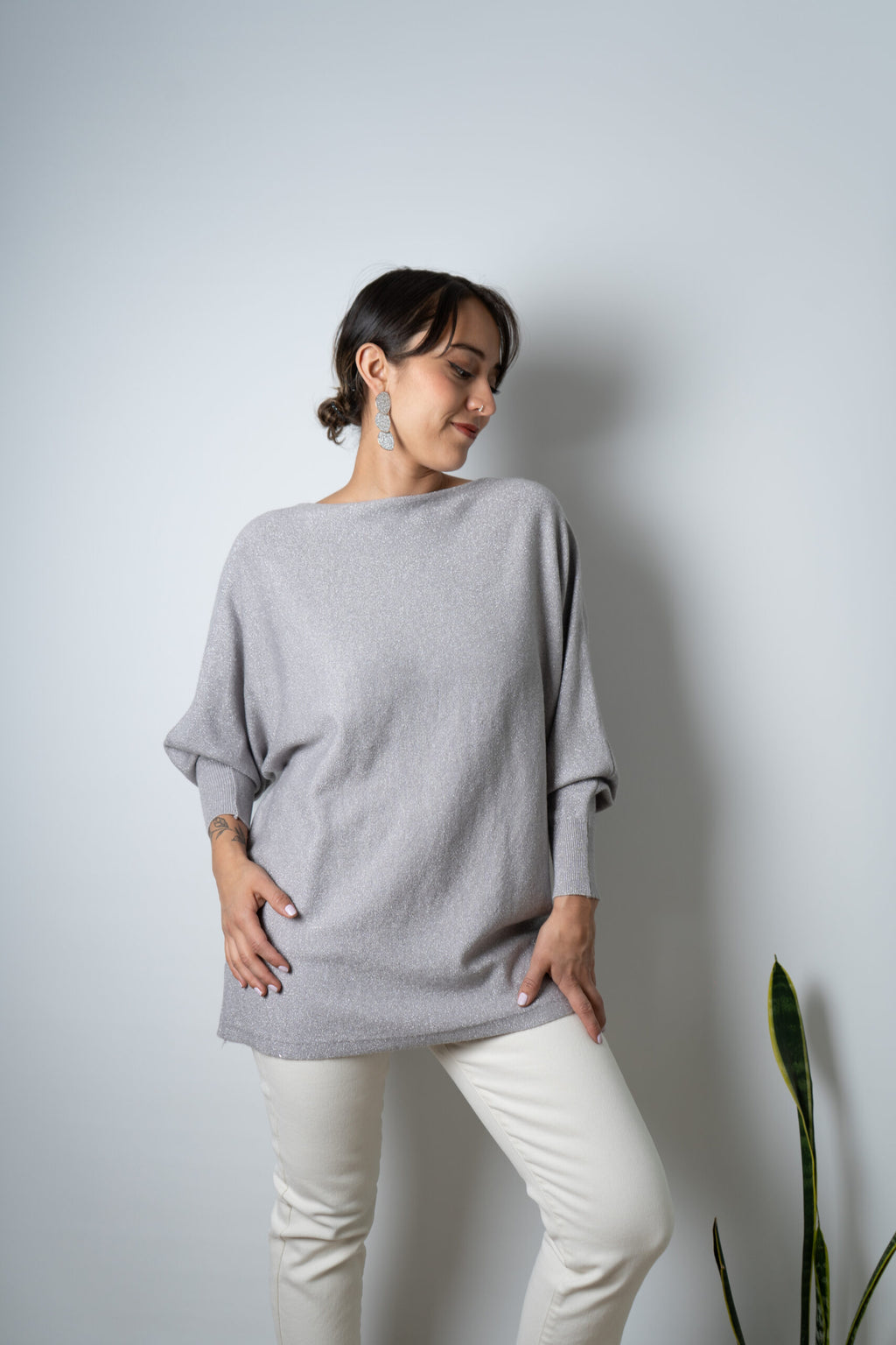 Sweater brillante Flora - Gris