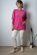 Sweater brillante Flora - Fucsia