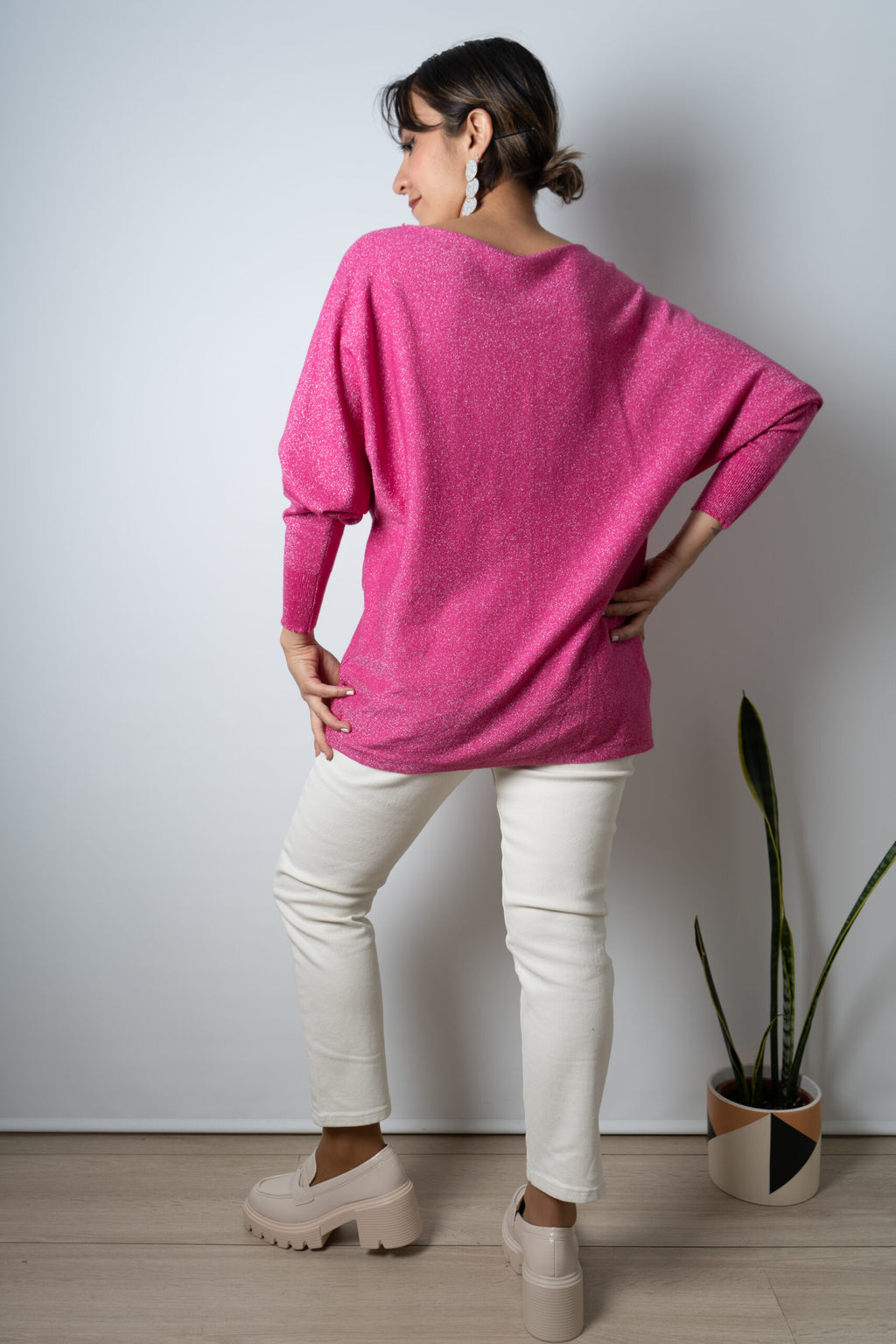 Sweater brillante Flora - Fucsia