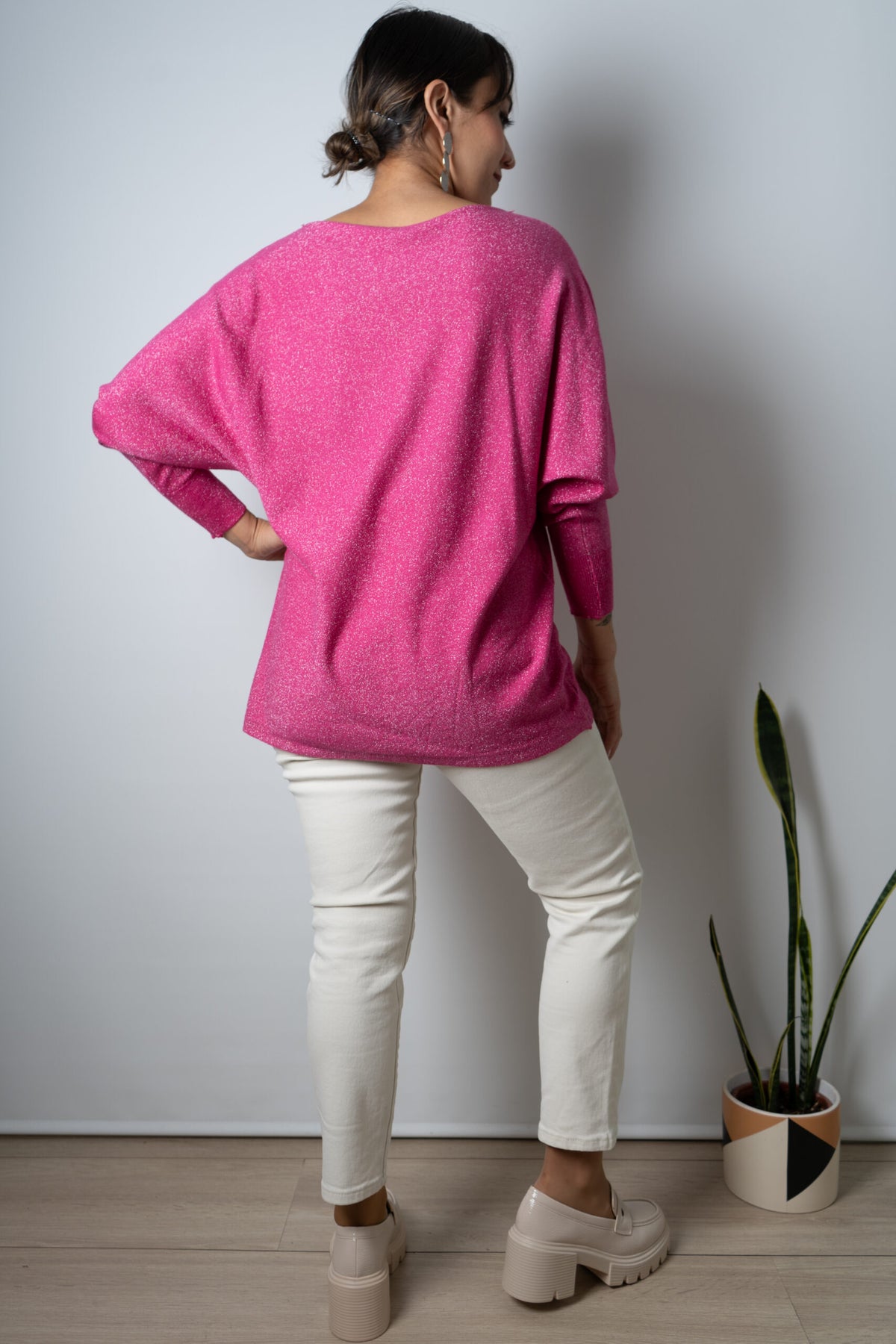 Sweater brillante Flora - Fucsia