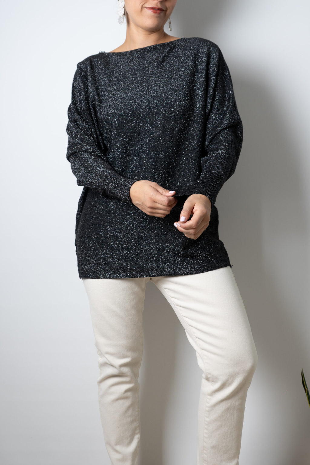 Sweater brillante Flora - Negro