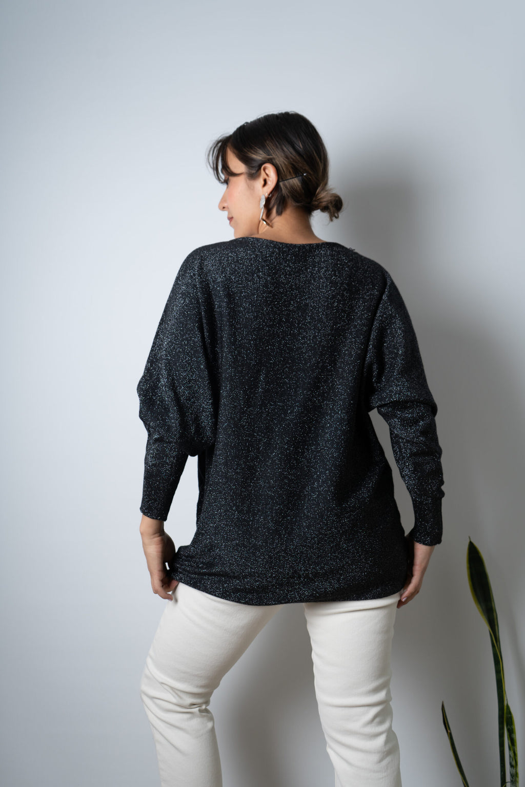 Sweater brillante Flora - Negro