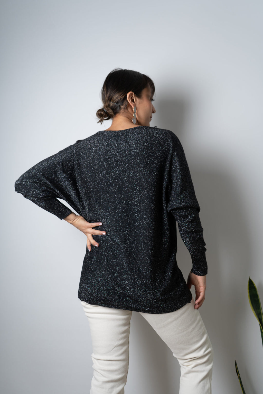 Sweater brillante Flora - Negro