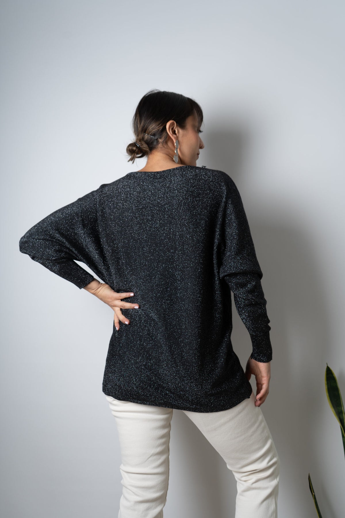 Sweater brillante Flora - Negro
