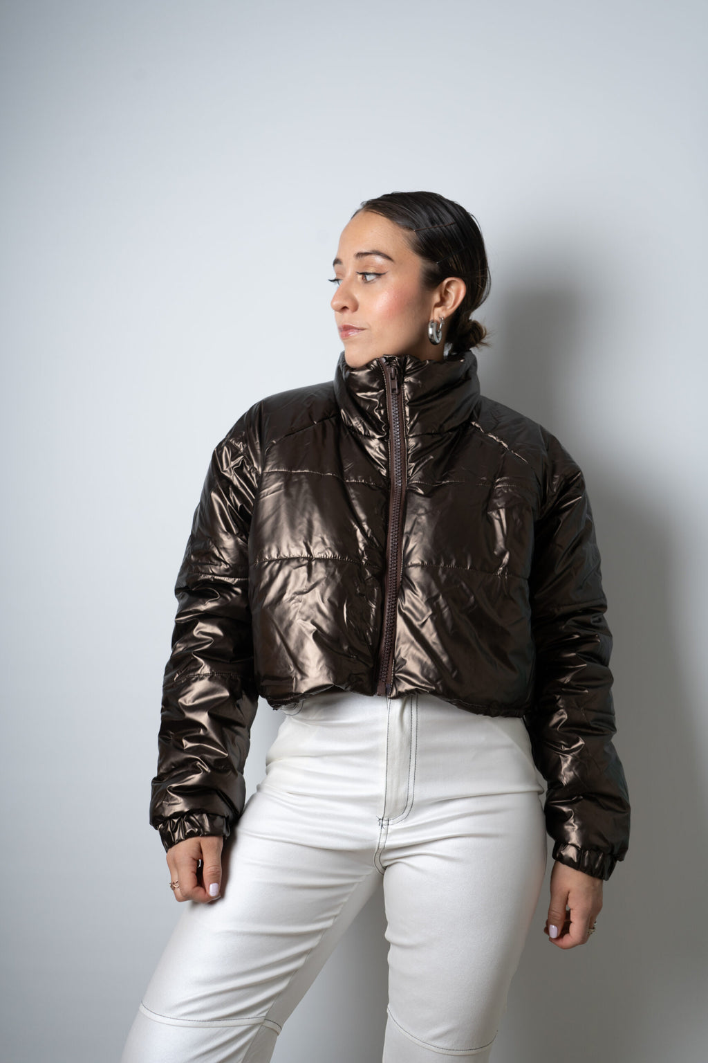 Chaqueta Puffa Metalizada - Café