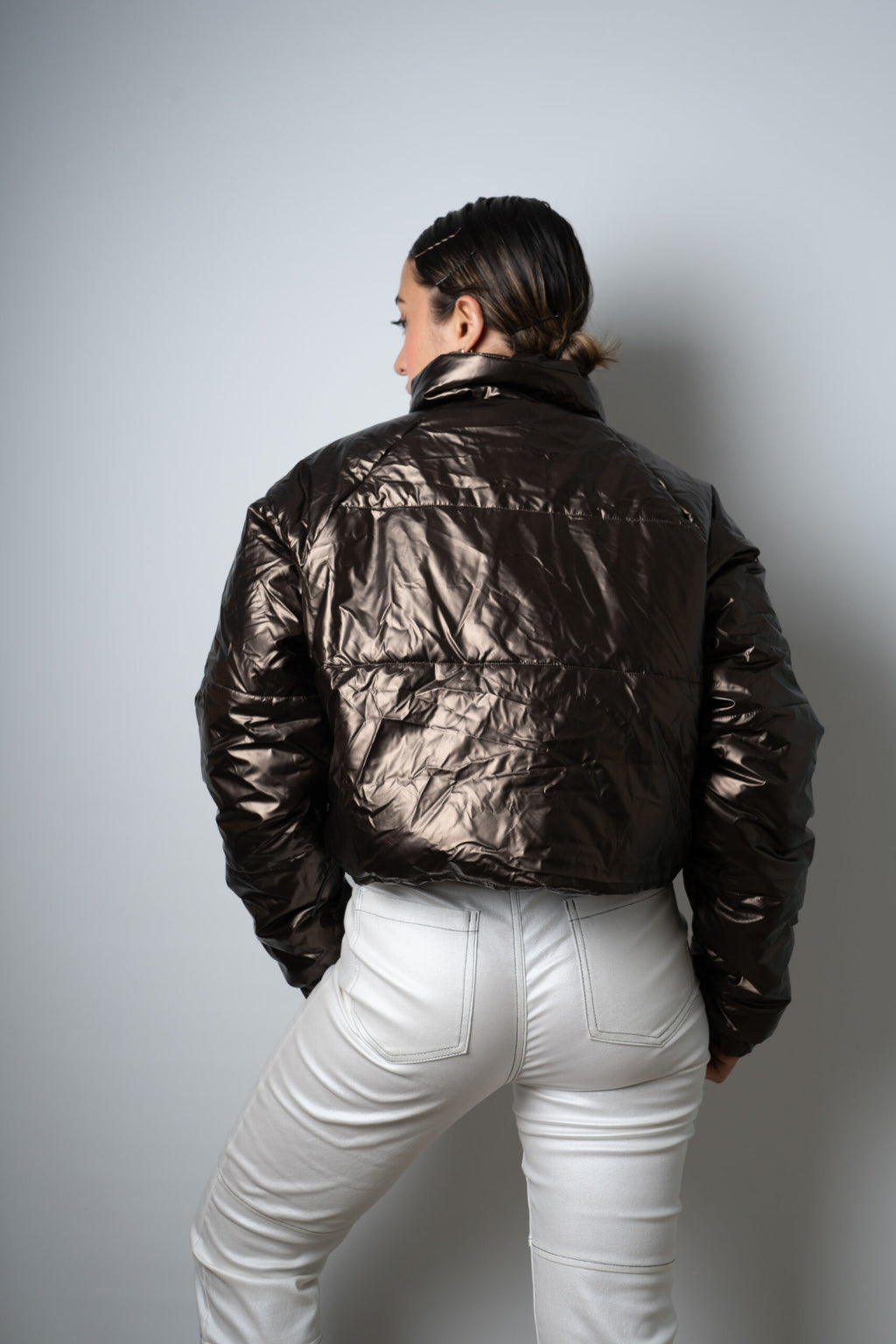 Chaqueta Puffa Metalizada - Café