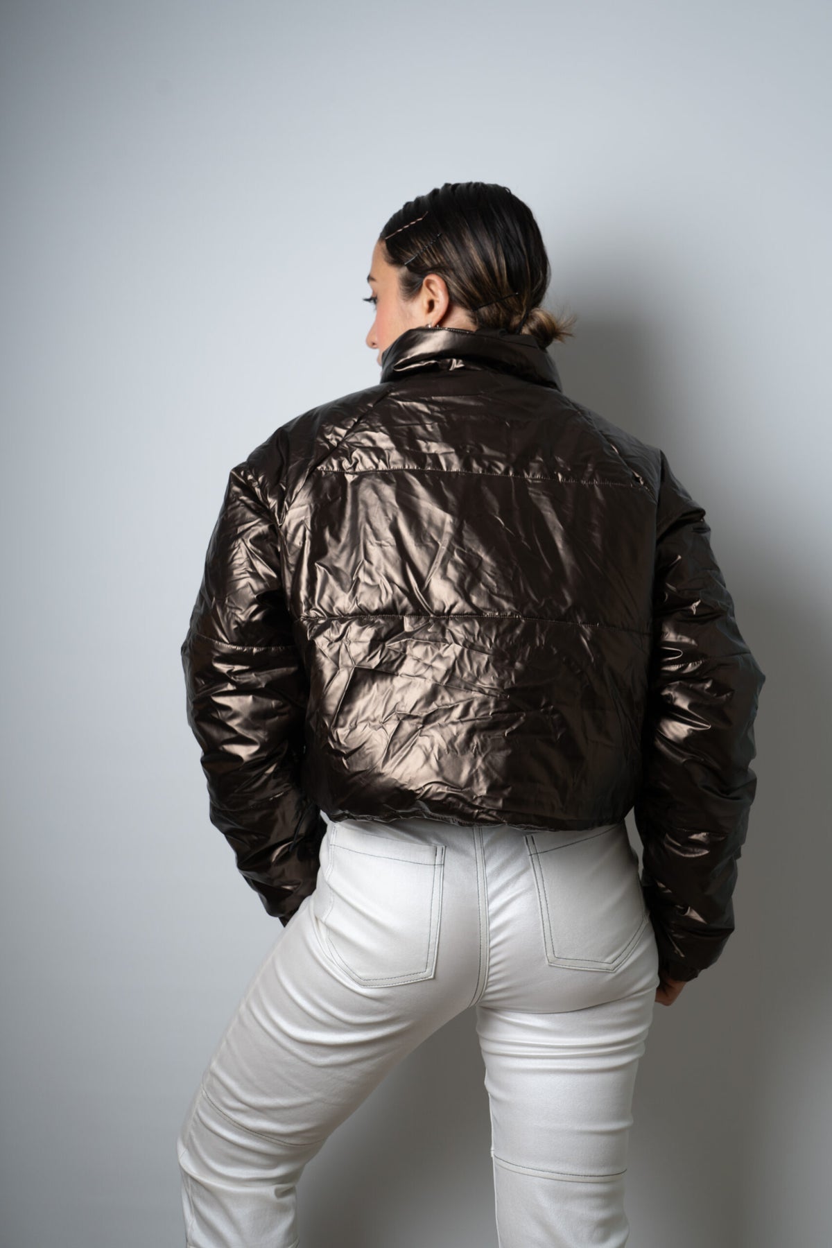 Chaqueta Puffa Metalizada - Café