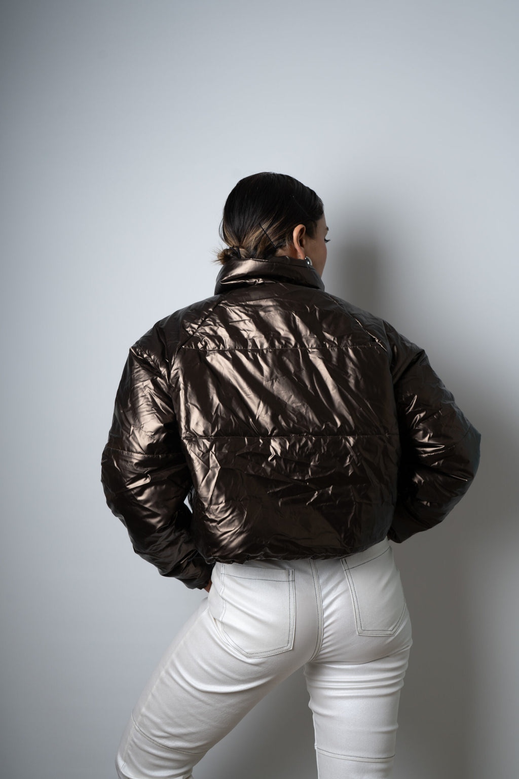 Chaqueta Puffa Metalizada - Café