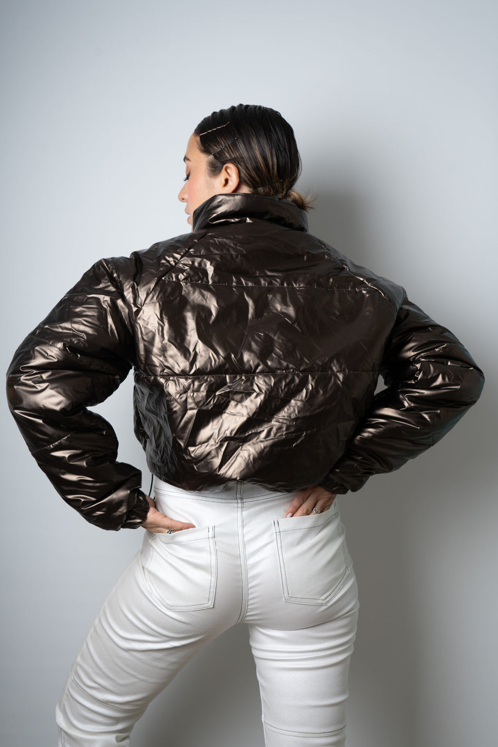 Chaqueta Puffa Metalizada - Café