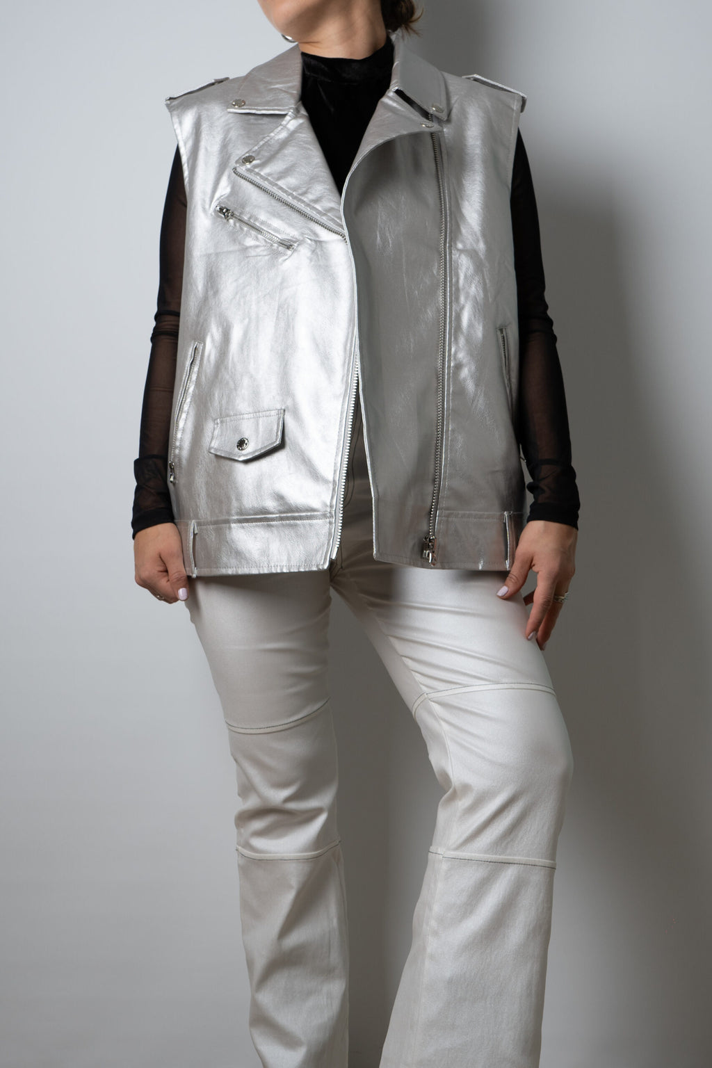 Chaqueta Aviadora - sin mangas- Plateada
