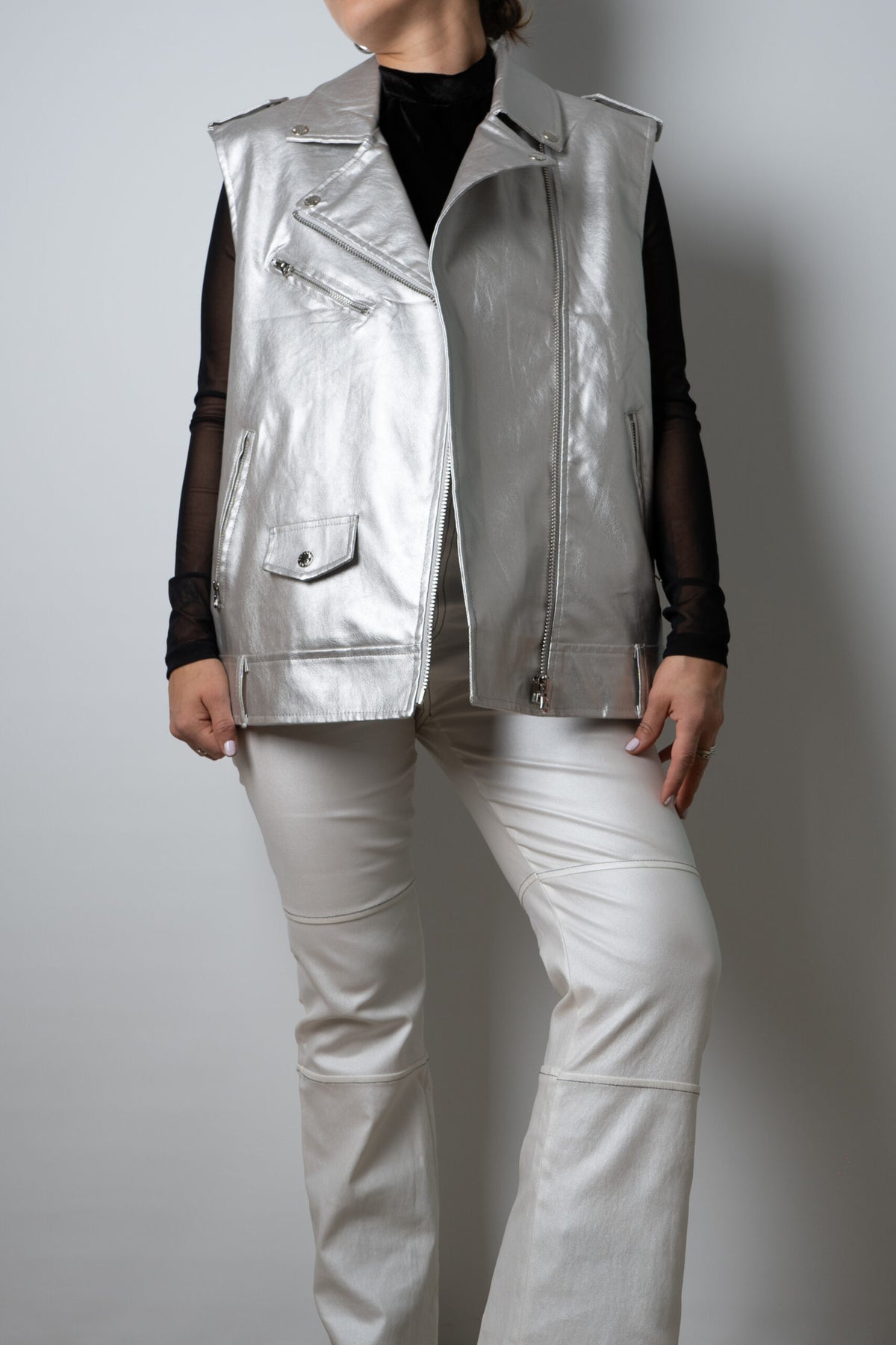 Chaqueta Aviadora - sin mangas- Plateada