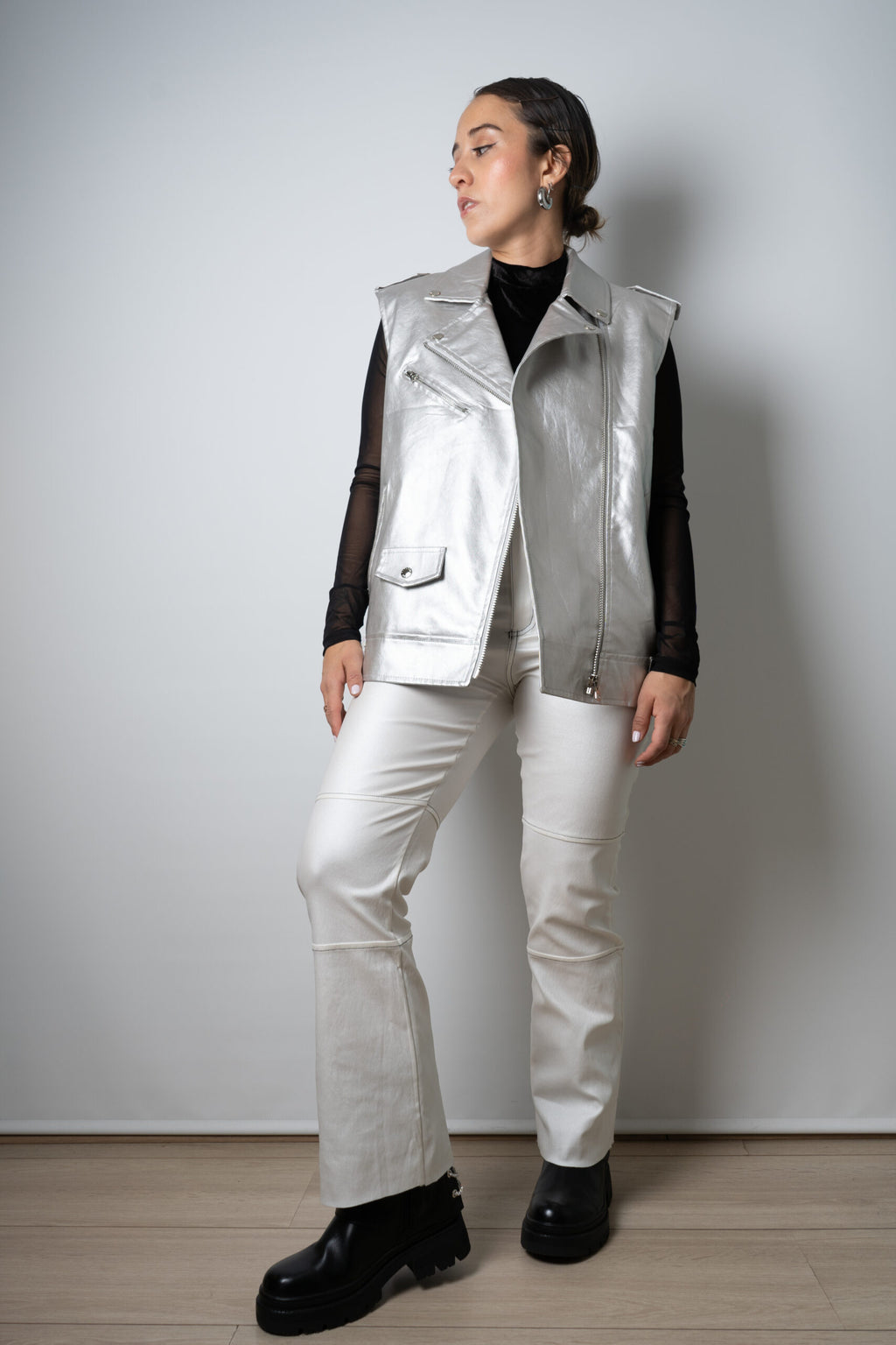 Chaqueta Aviadora - sin mangas- Plateada