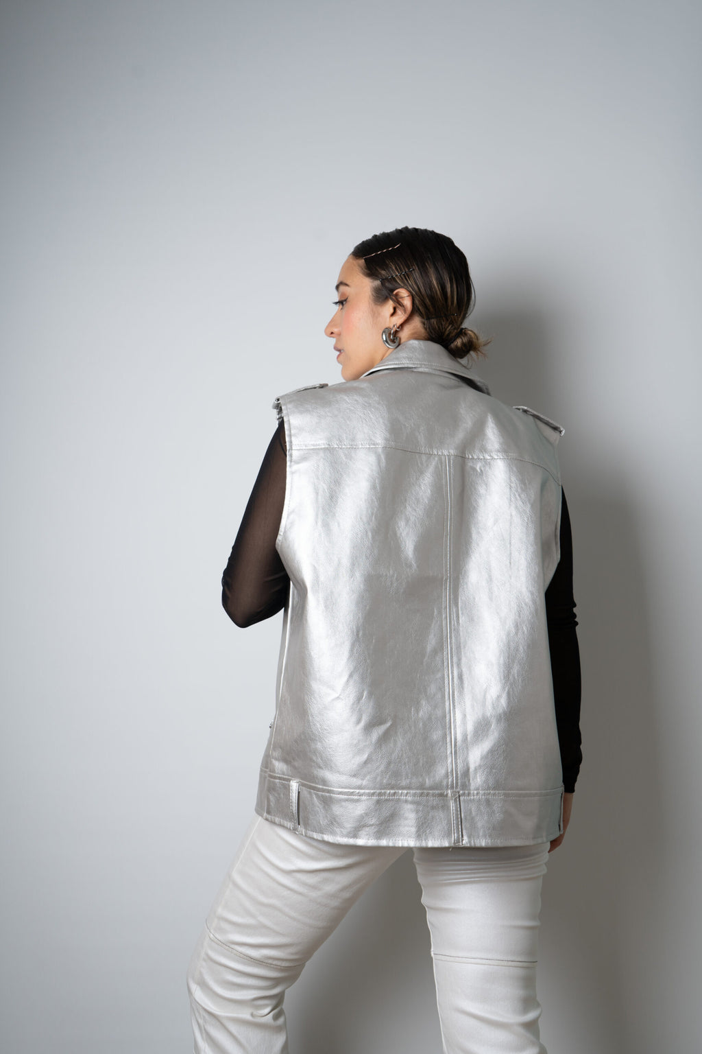 Chaqueta Aviadora - sin mangas- Plateada