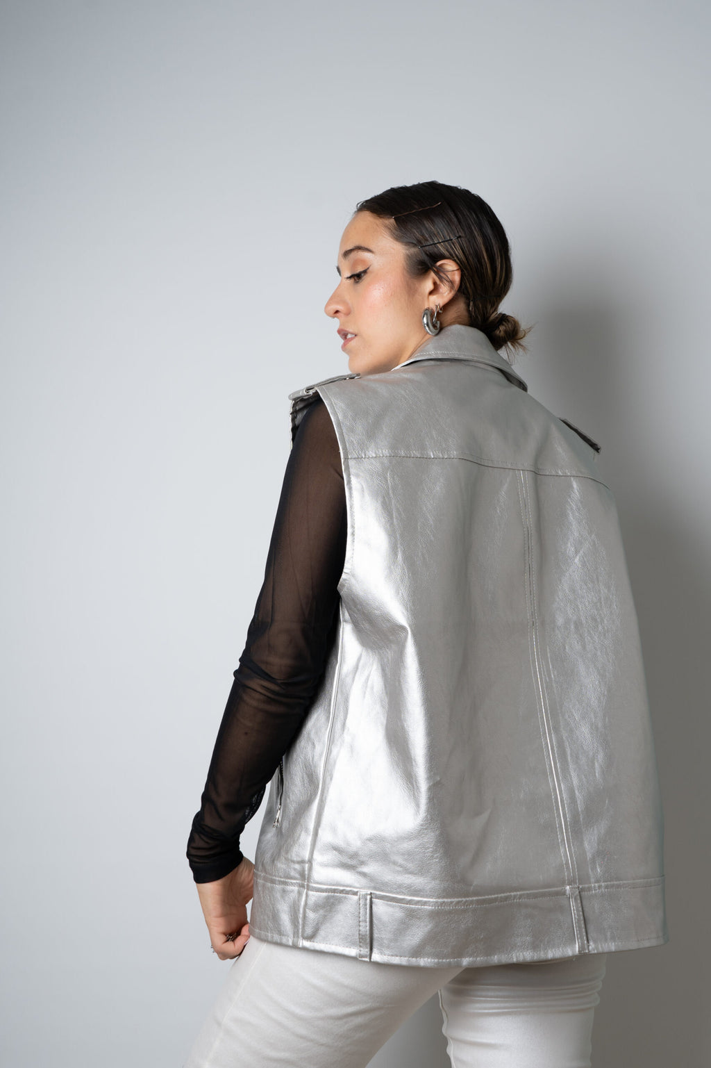 Chaqueta Aviadora - sin mangas- Plateada