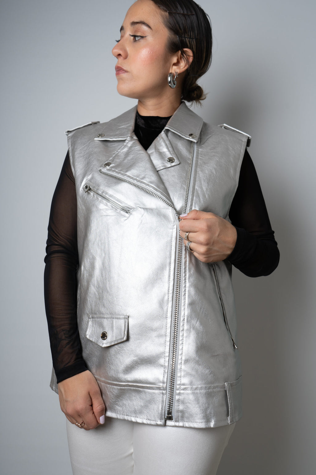Chaqueta Aviadora - sin mangas- Plateada