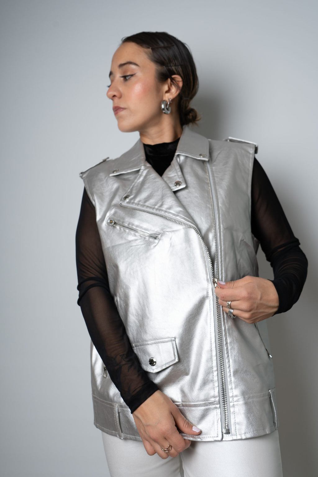 Chaqueta Aviadora - sin mangas- Plateada