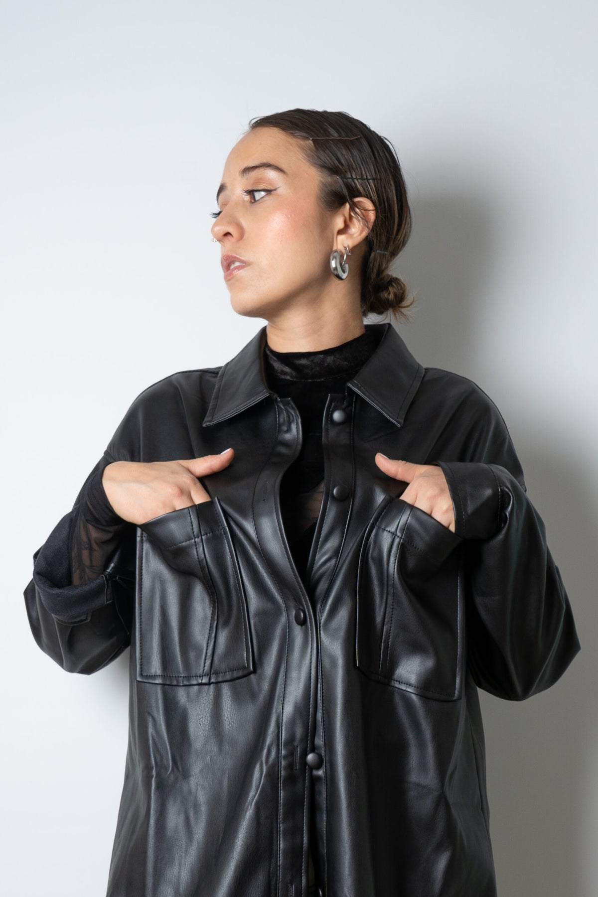 Chaquetón ECOCUERO - Negro