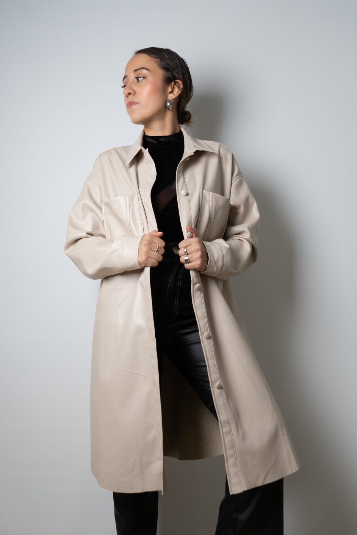 Chaquetón ECOCUERO - Crema