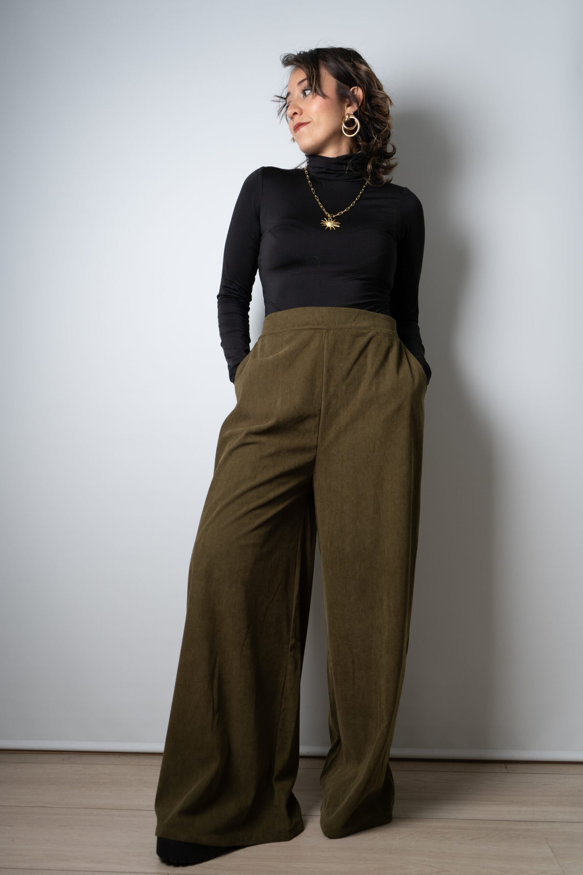Pantalón Palazzo Cotelé - Verde