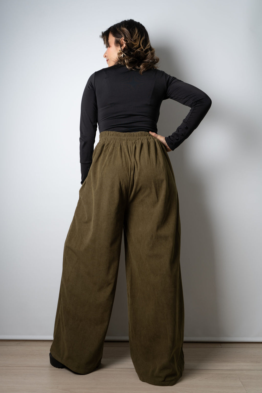 Pantalón Palazzo Cotelé - Verde