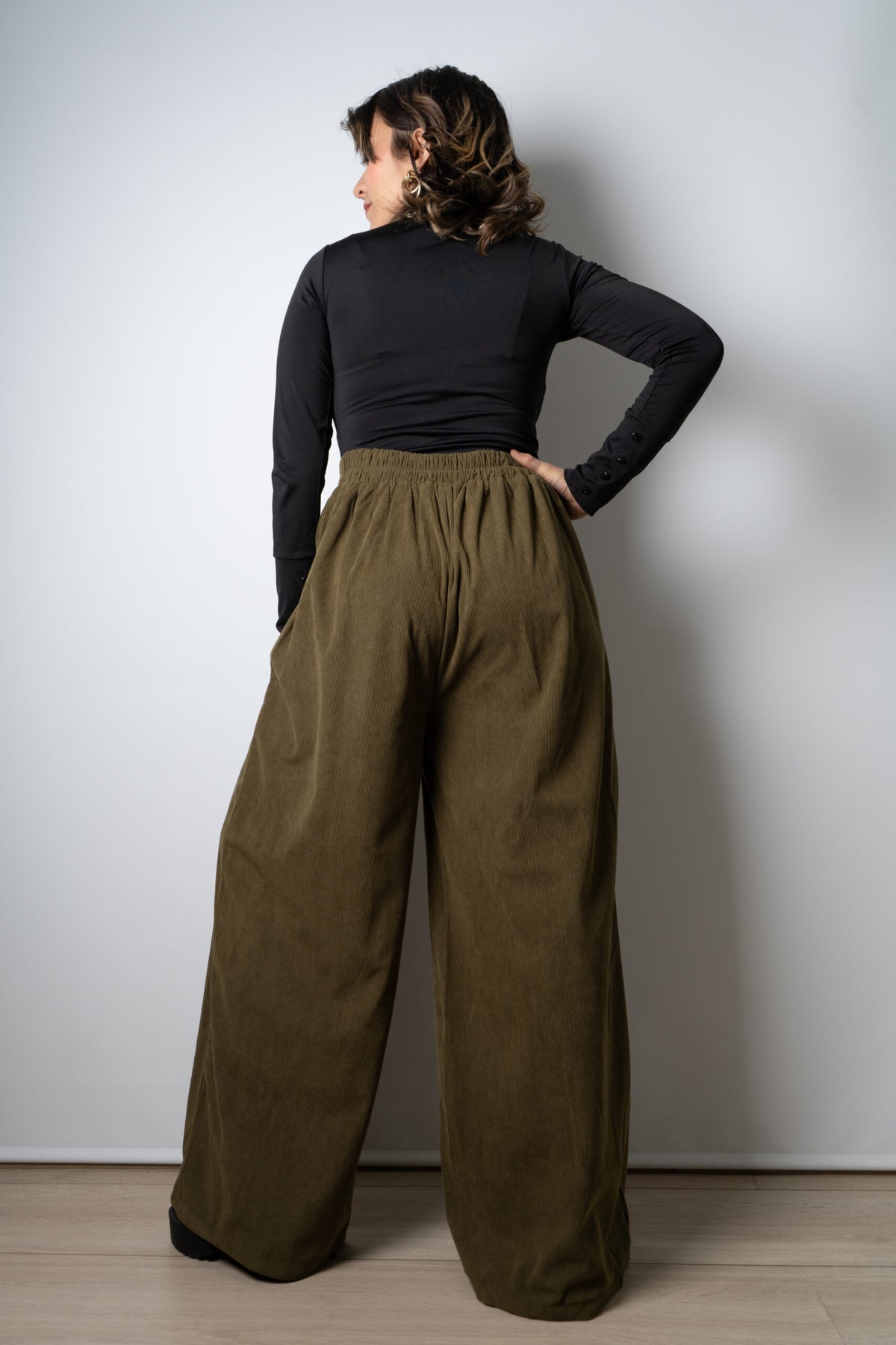 Pantalón Palazzo Cotelé - Verde