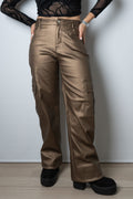 Pantalón Cargo Metalizado - Café