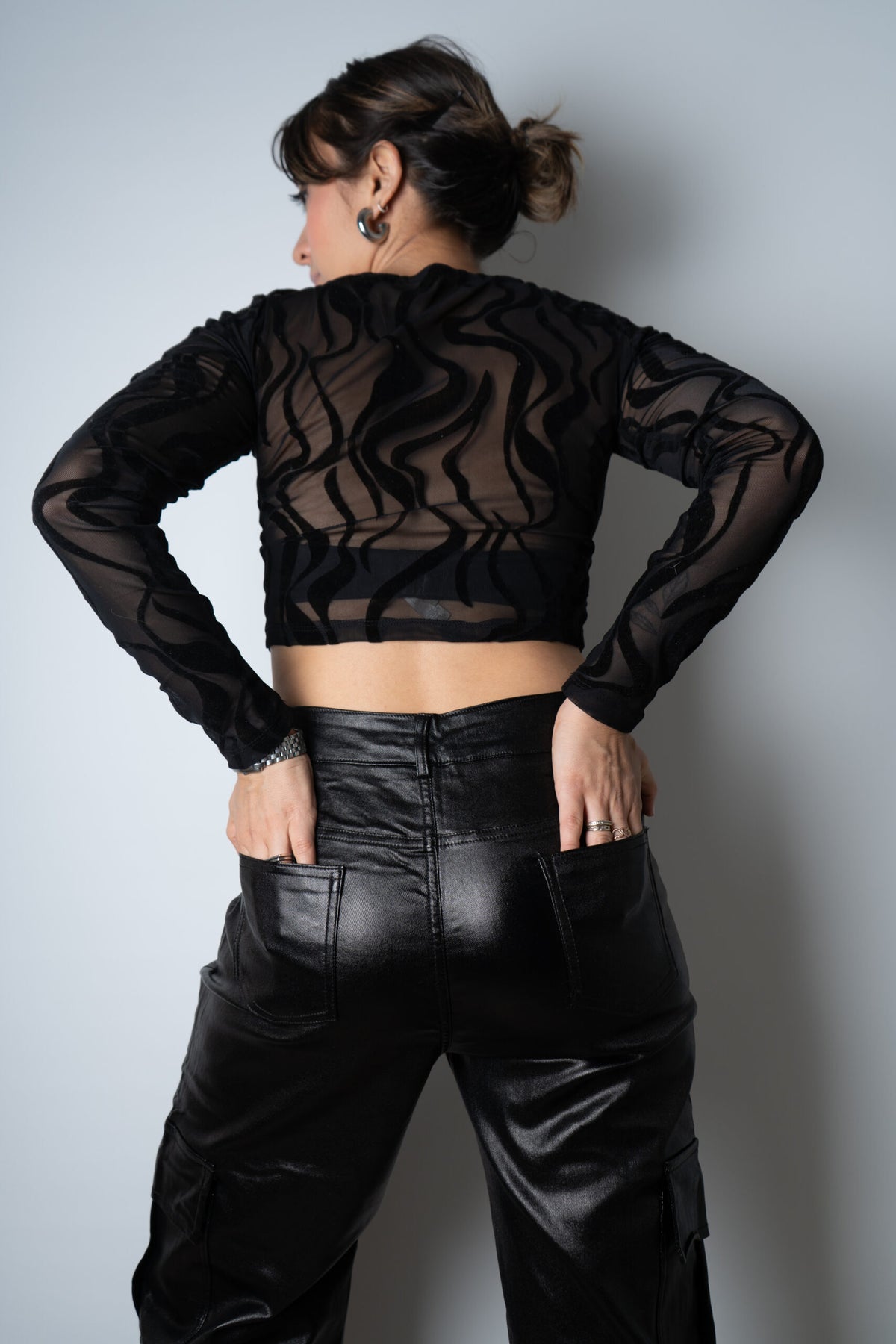 Pantalón Cargo Metalizado - Negro