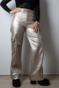 Pantalón Cargo Metalizado - Gold
