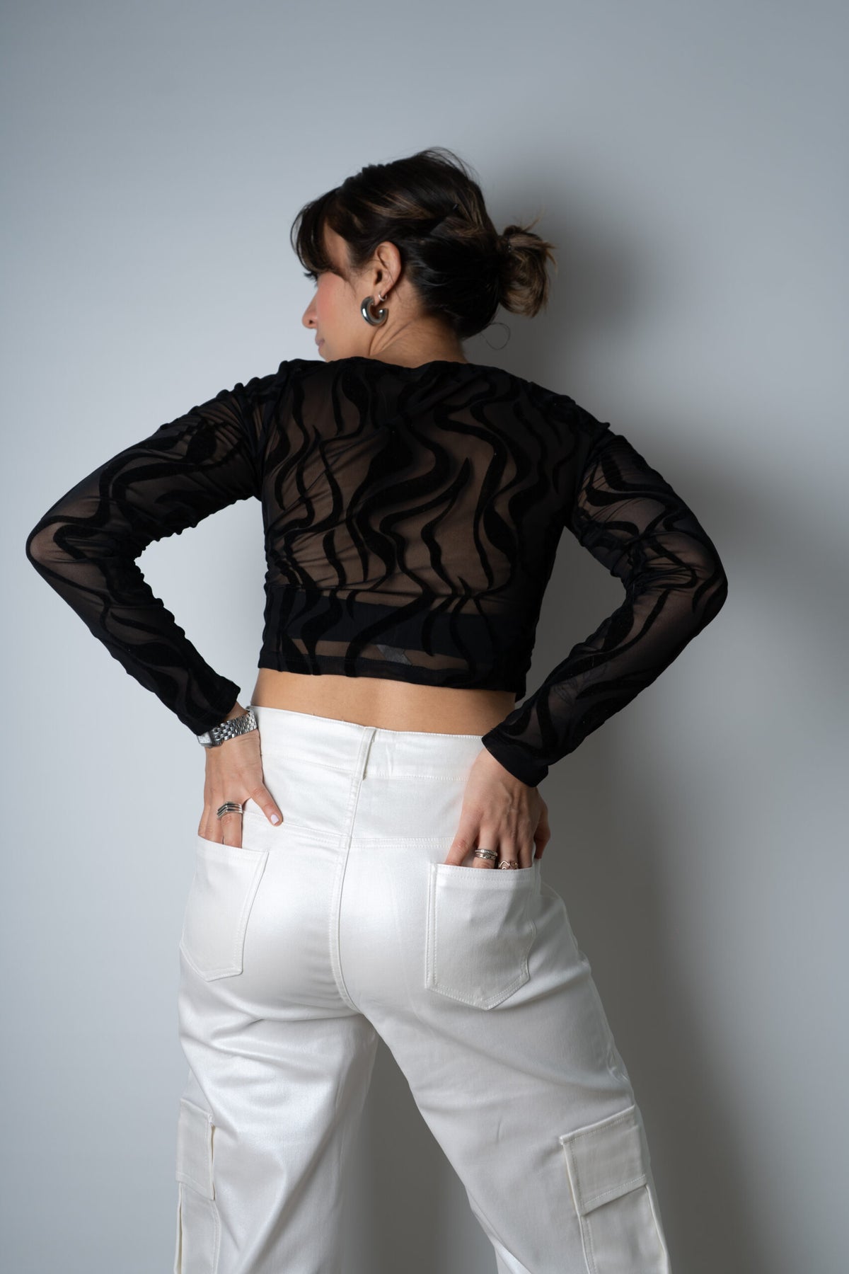 Pantalón Cargo Metalizado - Blanco