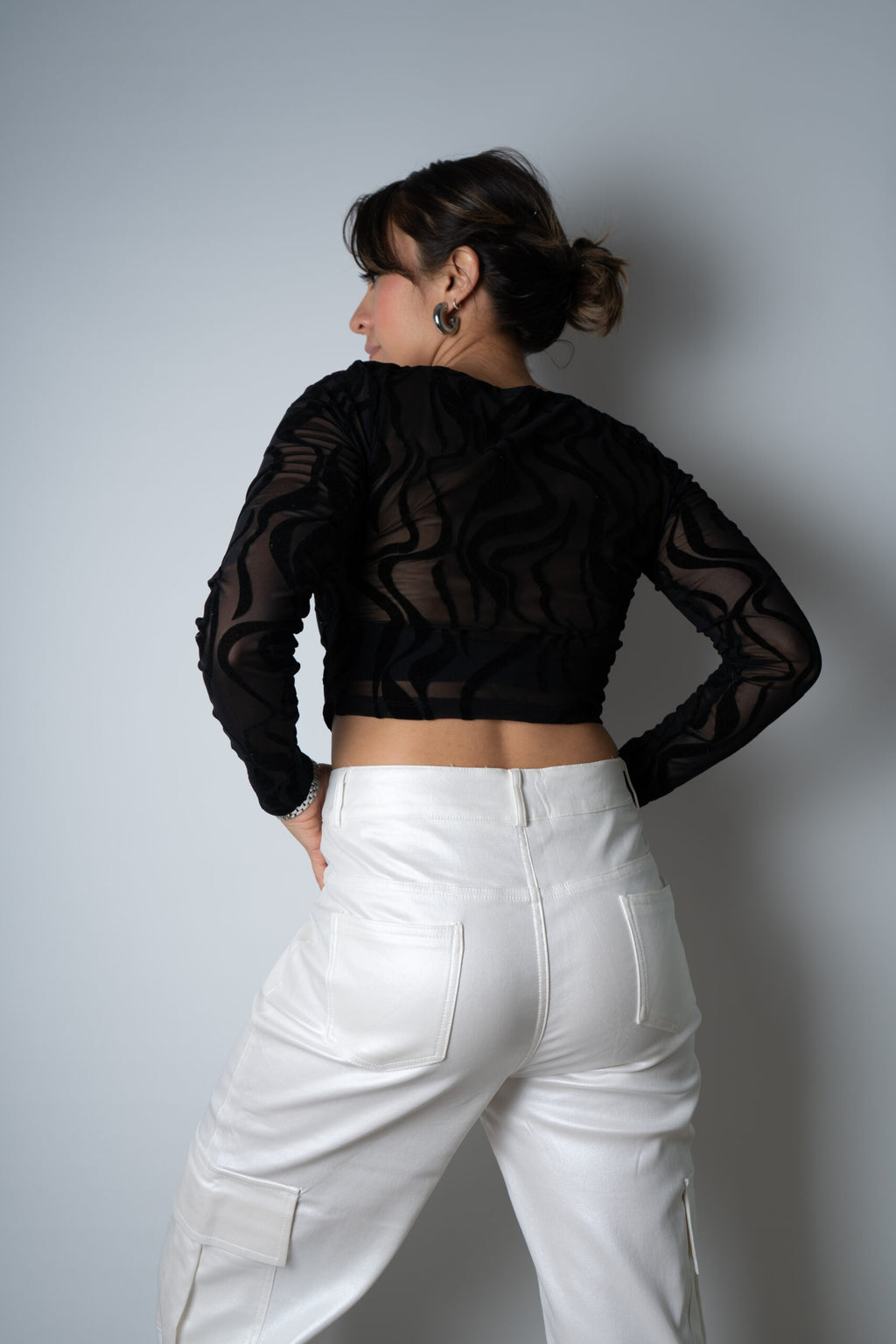 Pantalón Cargo Metalizado - Blanco