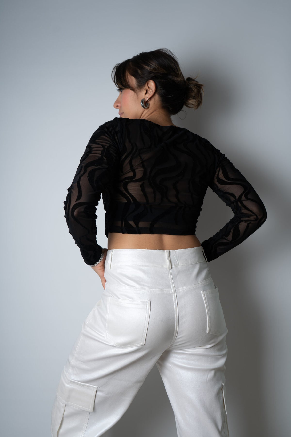 Pantalón Cargo Metalizado - Blanco