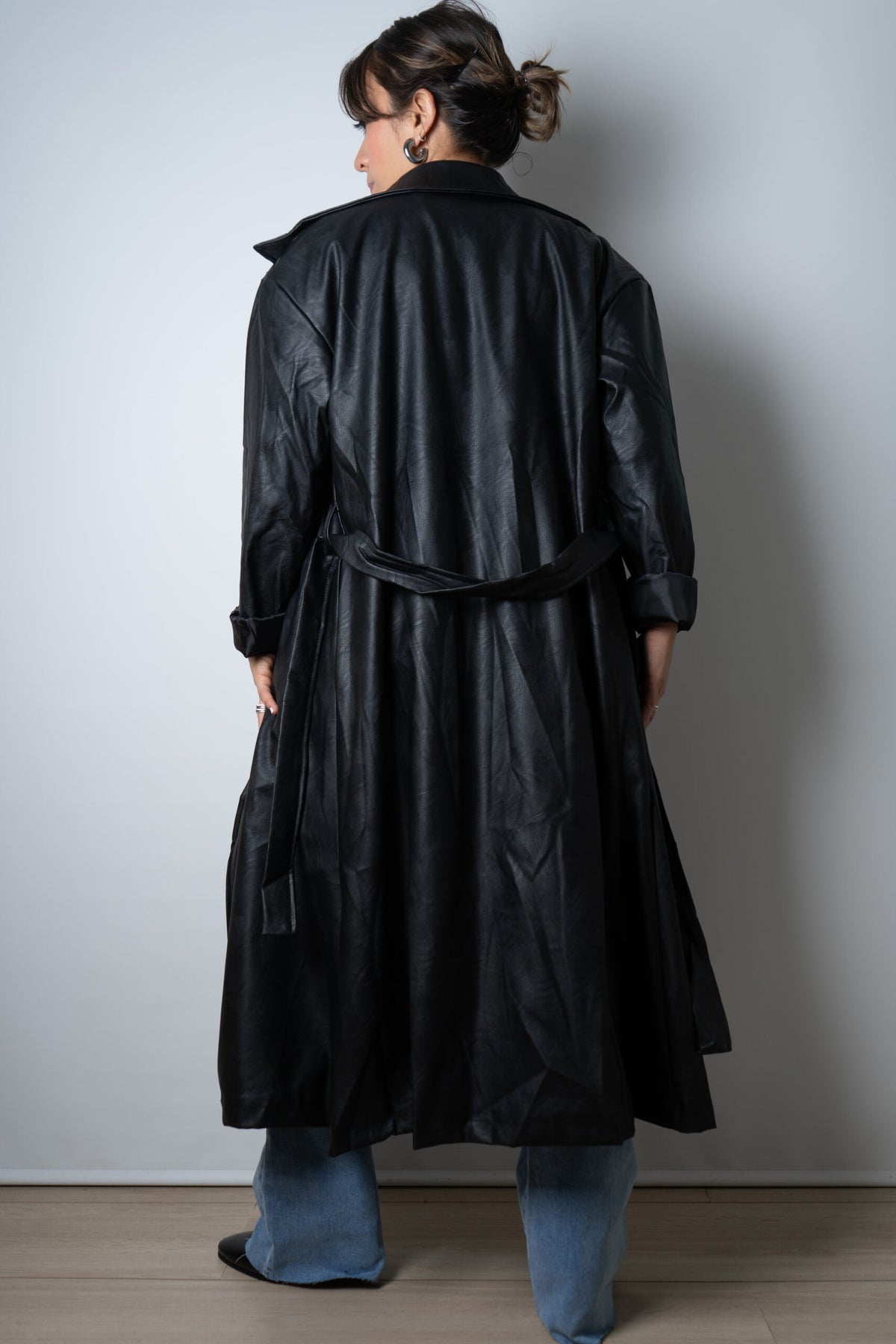 Trench Italiano de Ecocuero - Negro